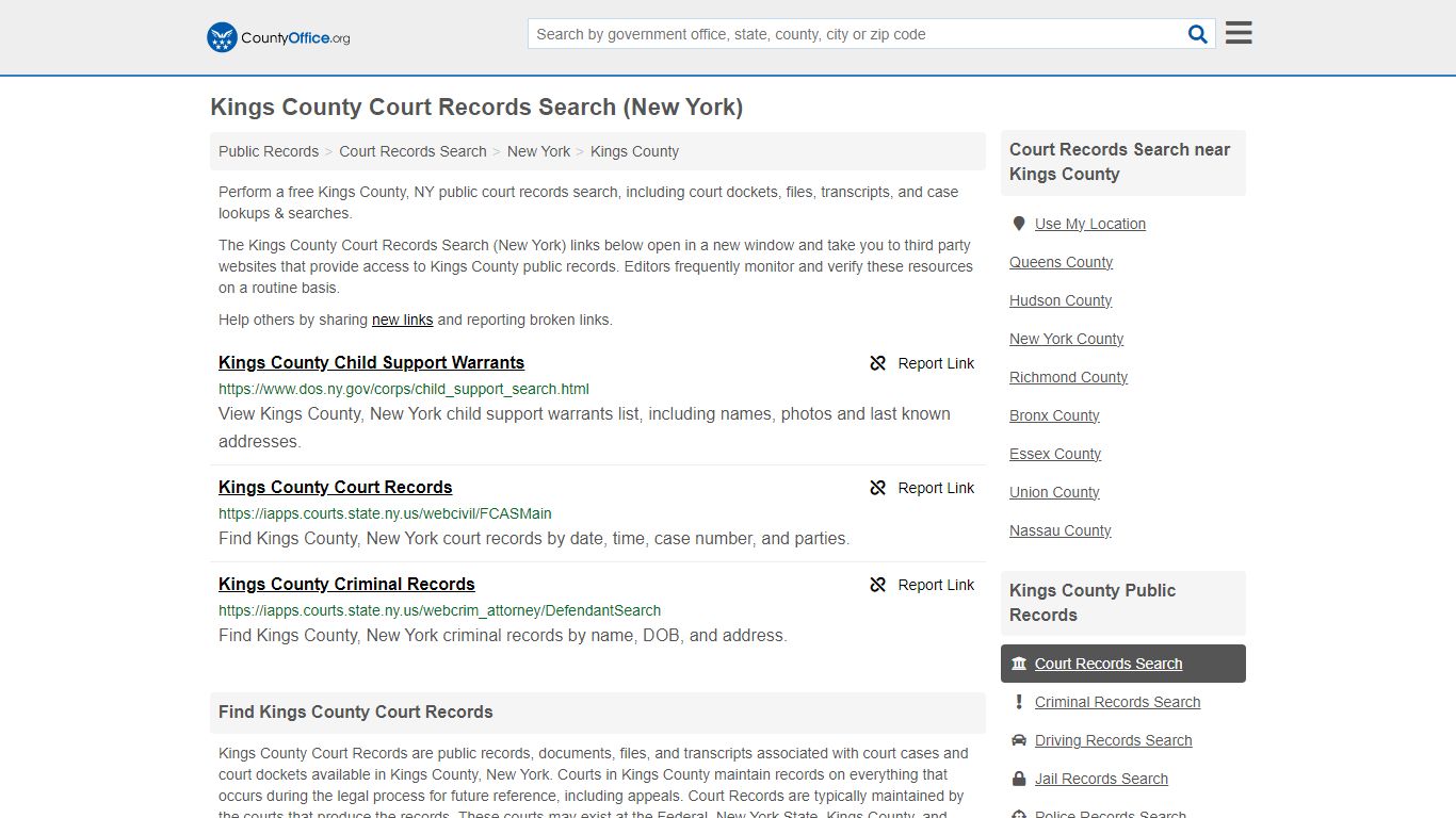 Kings County Court Records Search (New York) - County Office